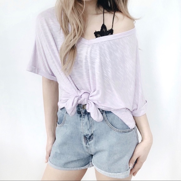 Dash of Pink Tops - ‘Be Yourself’ Oversized Basic Tee Lavender